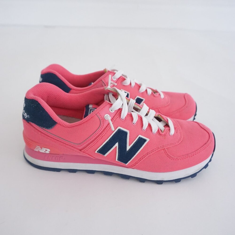 New Balance Pink Navy 574 Mesh Lace Up Running Sneakers Athletic Shoes 8.5
